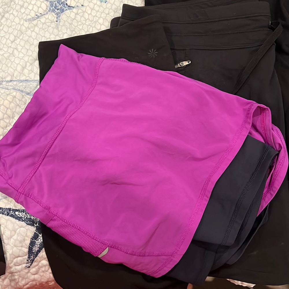 Athleta brand bike shorts, skort and short with attached bike short